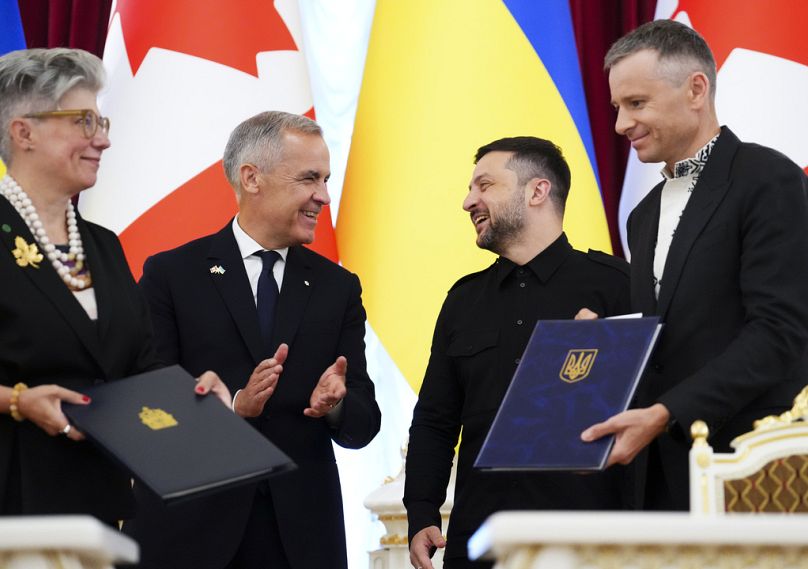 Премьер-министр Канады Марк Карни и президент Украины Владимир Зеленский. Киев, Украина, 24 августа 2025 г. 
