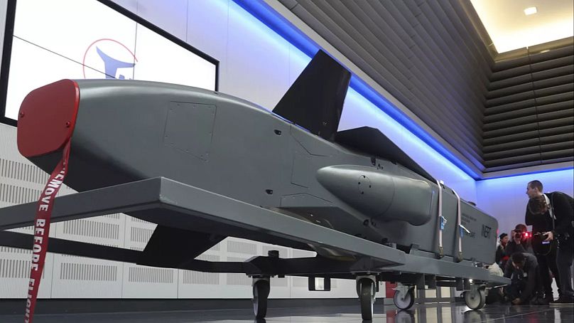 A Taurus KEPD 350 cruise missile during a visit by Bavarian Minister-President Markus Söder, March 5, 2024