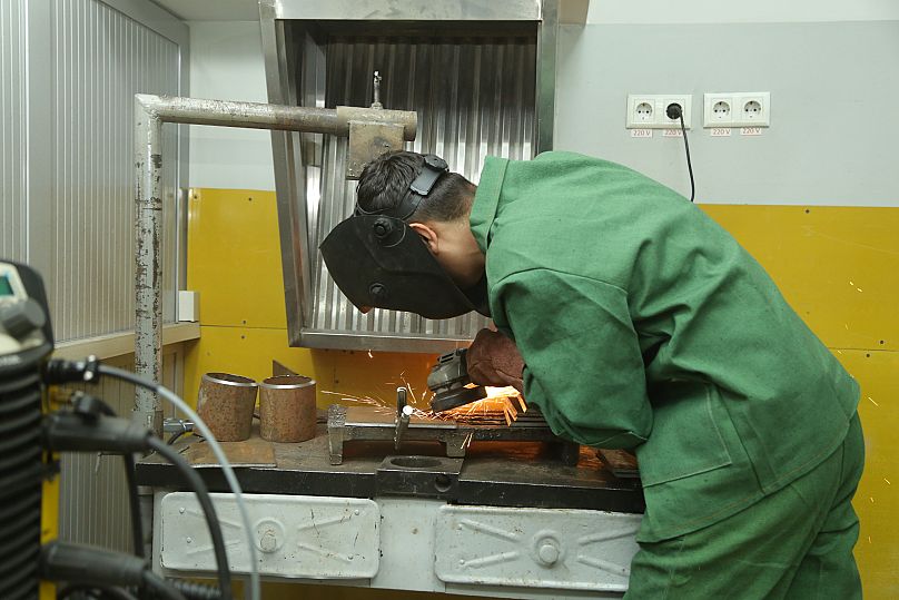 Students participating in a welding internship to gain real-world experience