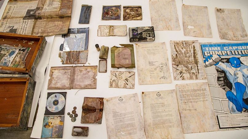 The items inside the time capsule