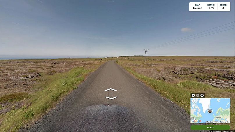 An in-game view of GeoGuessr