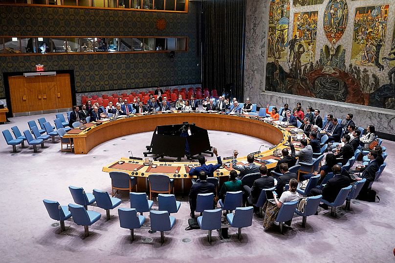 The United Nations Security Council votes on a resolution in New York, 30 June, 2025