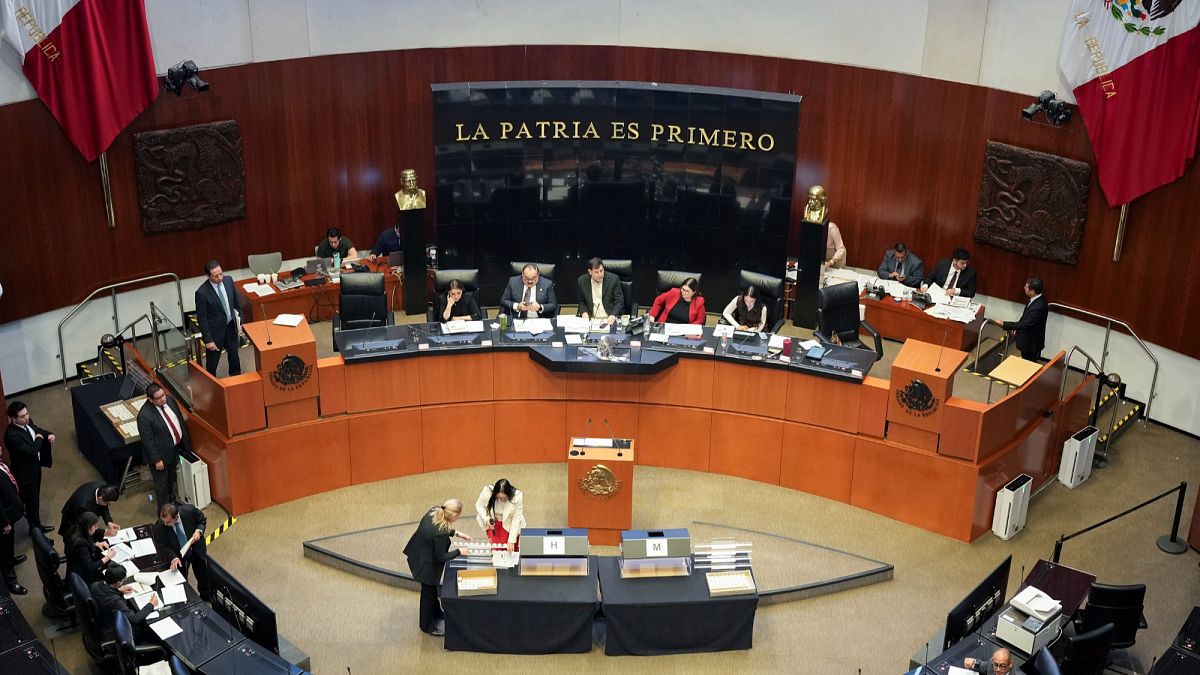 WATCH: Fight erupts in Mexico's senate as politicians shove each other