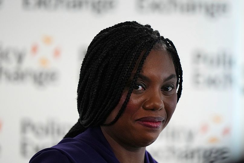 Conservative Party leader Kemi Badenoch leaves after a Policy Exchange event in London, 25 February, 2025