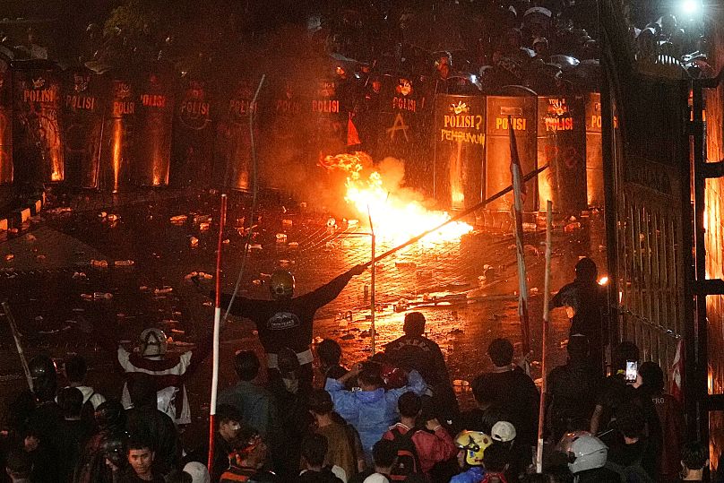 Students confront the police during a protest in Jakarta, 29 August, 2025