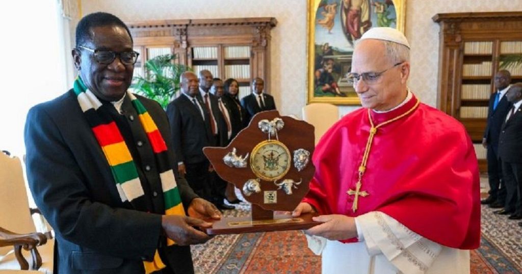 Zimbabwe's President Mnangagwa meets Pope Leo XIV in the Vatican