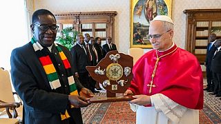 Zimbabwe's President Mnangagwa meets Pope Leo XIV in the Vatican