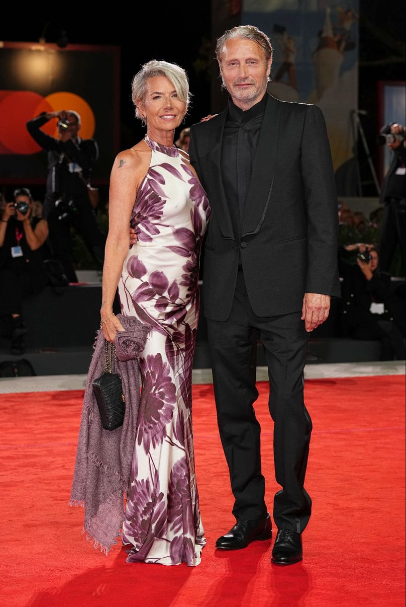 Stepping out: Hanne Jacobsen and husband Mads Mikkelsen on the red carpet for 'The Last Viking' during the Venice Film Festival