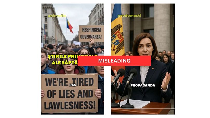 Captures d'écran de vidéos TikTok diffusant des informations trompeuses sur les prochaines élections moldaves