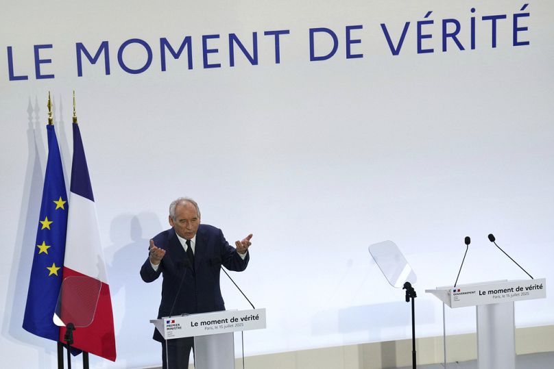 Le Premier ministre français François Bayrou dévoile les plans pour le budget de l'année prochaine, mardi 15 juillet 2025 à Paris.