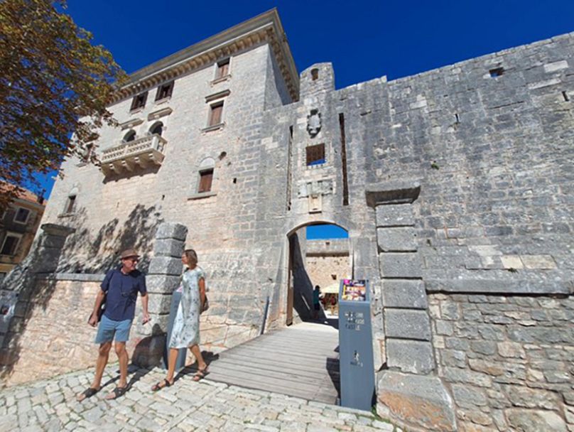 Tourists at Morosini-Grimani Castle. The castle receives around 45,000 visitors every year