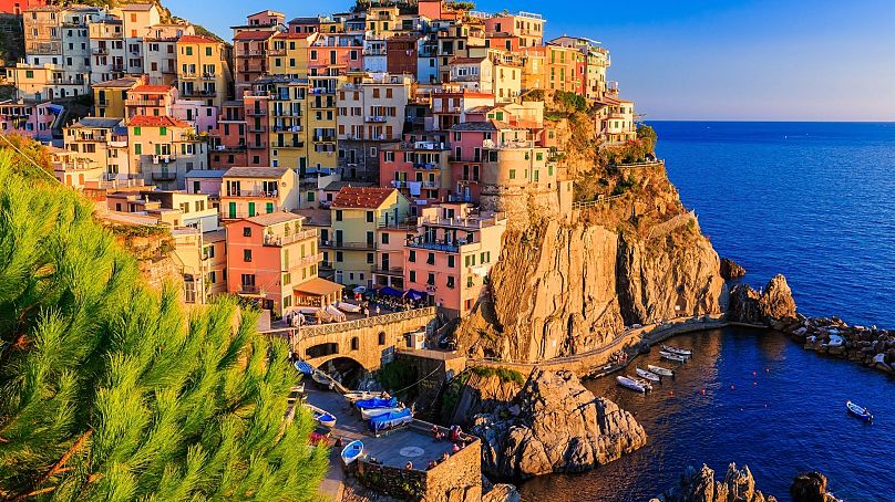 Manarola village in Cinque Terre at sunset