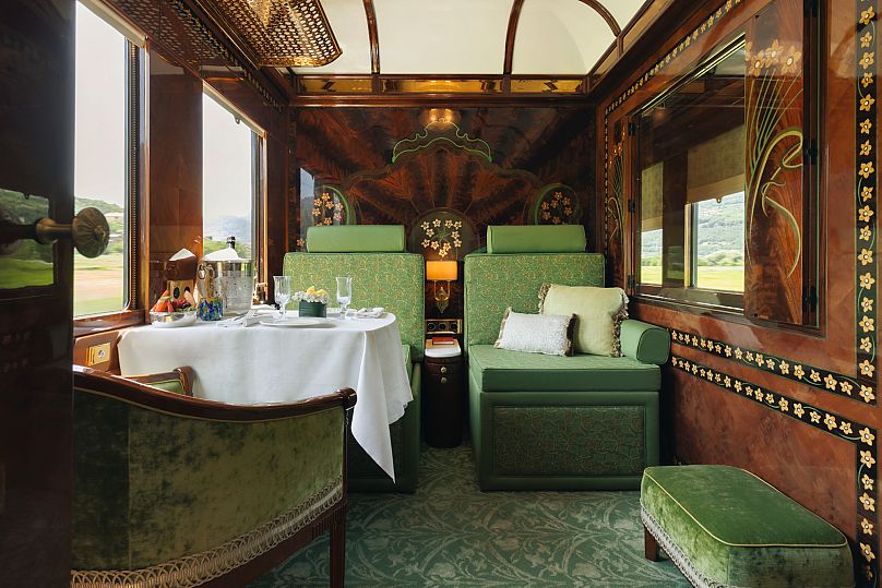 A seating area on the Venice Simplon-Orient-Express