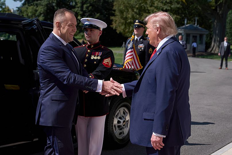 President Donald Trump greets Polish President Karol Nawrocki at the White House, 3 September, 2025