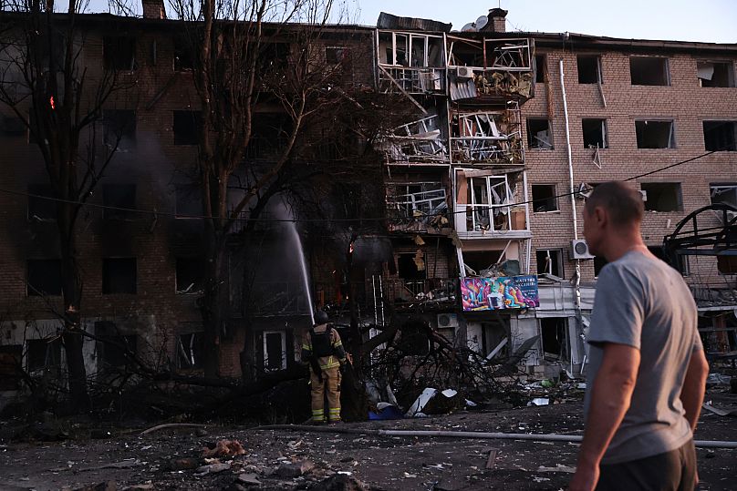 A resident looks at his destroyed home following Russian air strike in Zaporizhzhia, 30 August, 2025