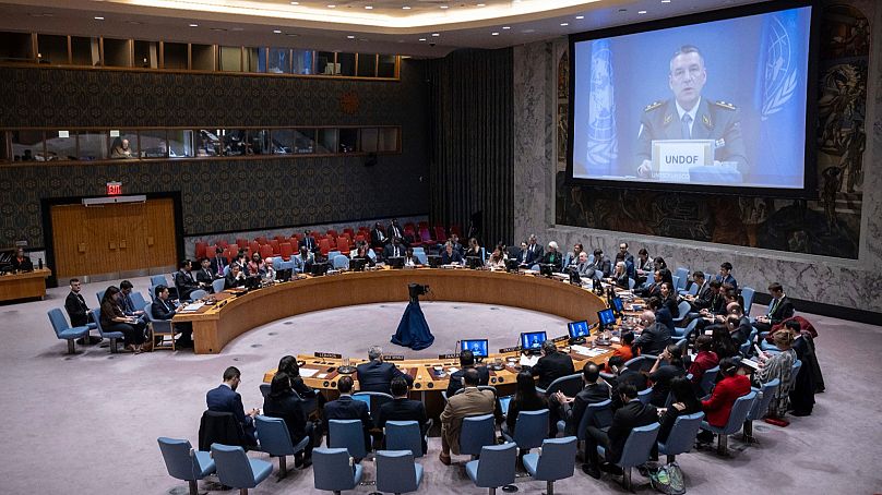 El jefe del Estado Mayor de las Naciones Unidas para la Vigilancia de la Tregua, el general de división Patrick Gauchat, durante una reunión del Consejo de Seguridad.