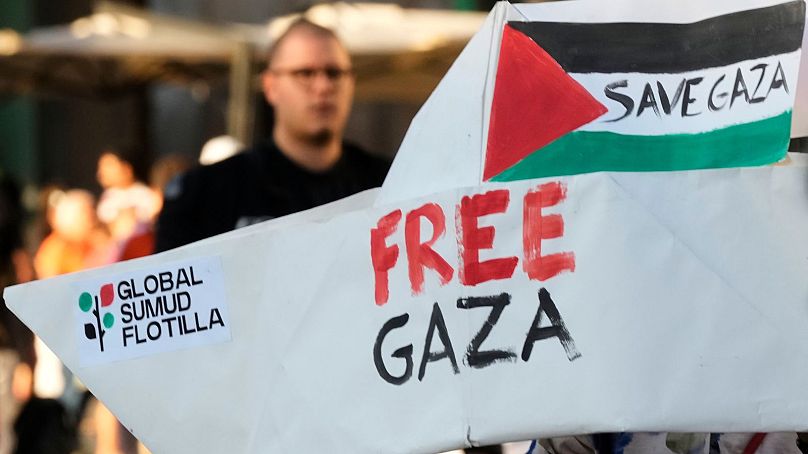 Demonstration in support of Palestinians and the Global Sumud Flottilla, Milan, Italy - Wednesday 3 September 2025