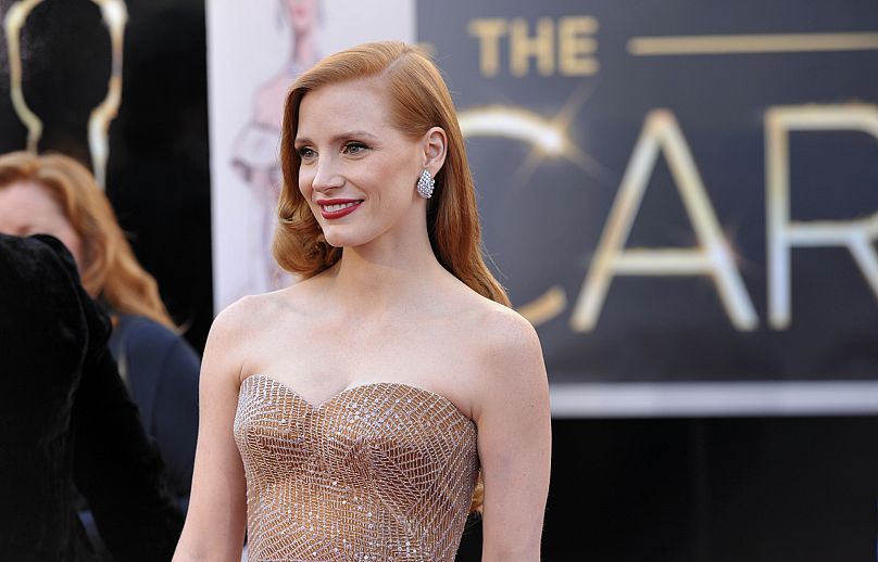 Jessica Chastain vestita da Armani per la serata degli Oscar 2013