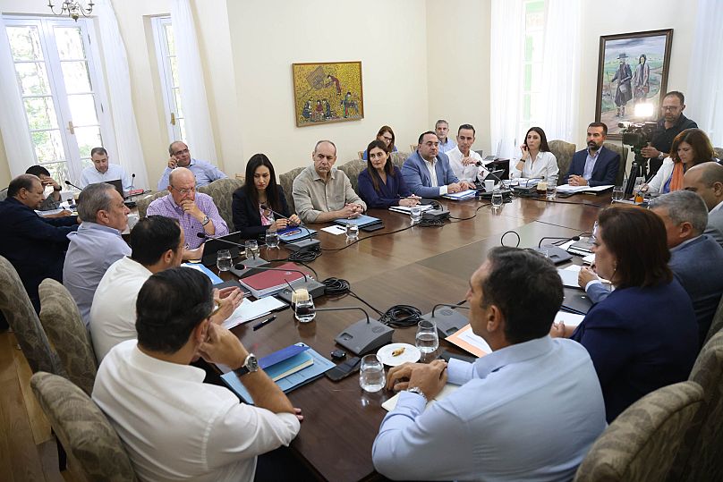 Στιγμιότυπο από τη συνεδρίαση του υπουργικού συμβουλίου