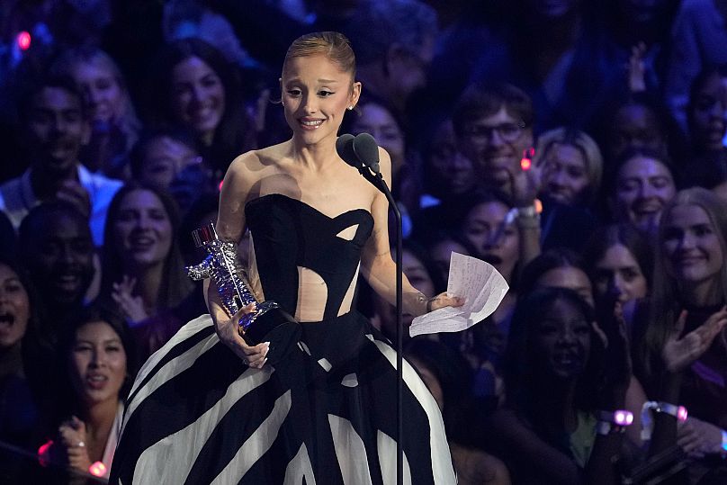 Ariana Grande accepts the award for best pop for 'Brighter Days Ahead' during the MTV Video Music Awards