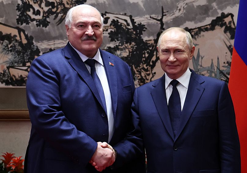 Russian President Vladimir Putin and Belarusian President Aliaksandr Lukashenka during their meeting at the Diaoyutai State Guesthouse in Beijing, 2 September, 2025