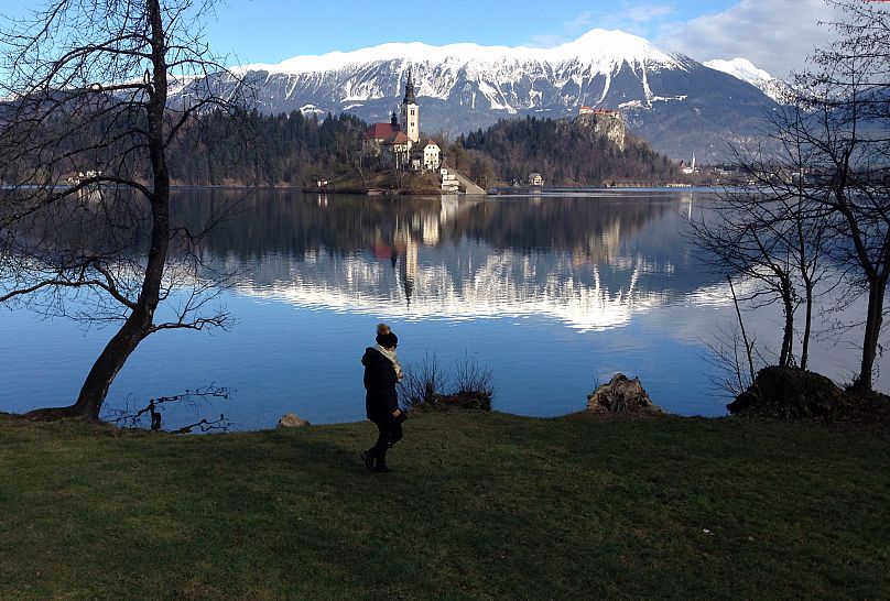 Le lac de Bled en Slovénie avec son île et l'église Notre-Dame