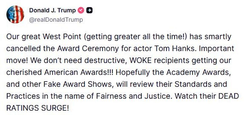 Donald Trump's dig at Tom Hanks