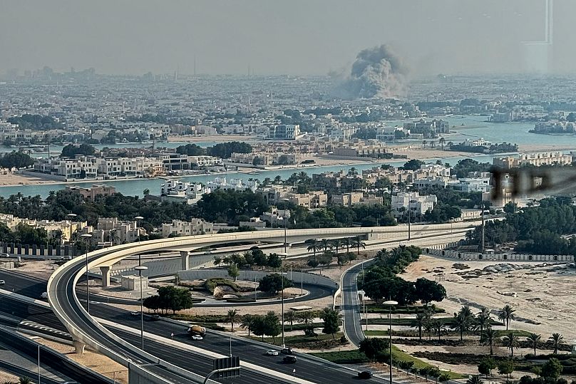 Smoke rises from an explosion, allegedly caused by an Israeli strike, in Doha, Qatar, on Tuesday, Sept. 9, 2025. 