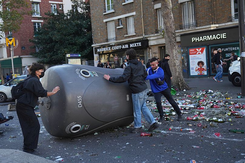Protesters block a street during the "Bloquons Tout" (Block Everything) protest movement in Paris, 10 September 2025