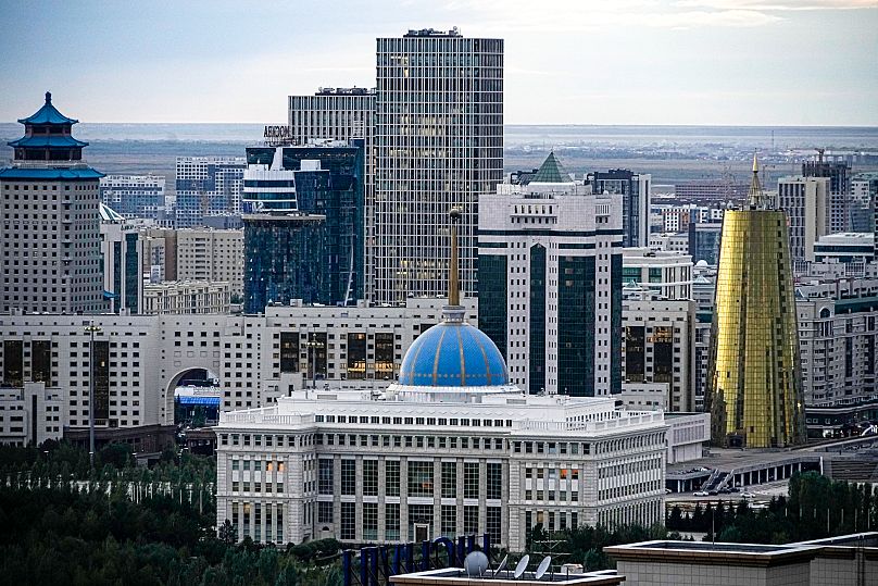 FILE: A view of Astana, the capital of Kazakhstan, with the Presidential Palace in the centre, 12 September 2022