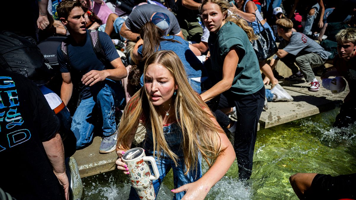 Watch: People seen leaving university campus after Charlie Kirk shooting at Utah Valley University