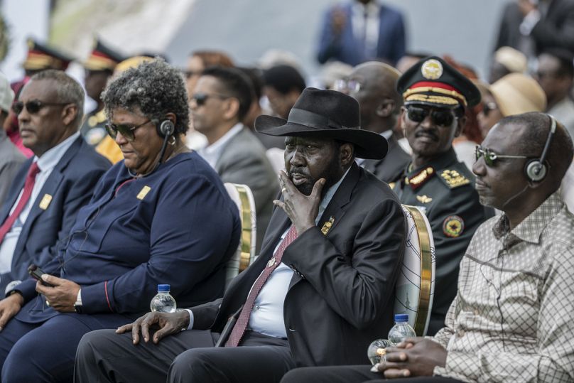 President Salva Kiir of South Sudan looks on during the inauguration of the Grand Ethiopian Renaissance Dam in Benishangul-Gumuz, Ethiopia, Tuesday, Sept. 9, 2025.