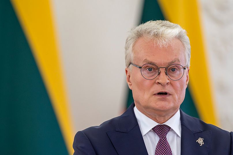 Lithuania's President Gitanas Nausėda speaks during a presser at the Presidential palace in Vilnius, 8 September, 2025