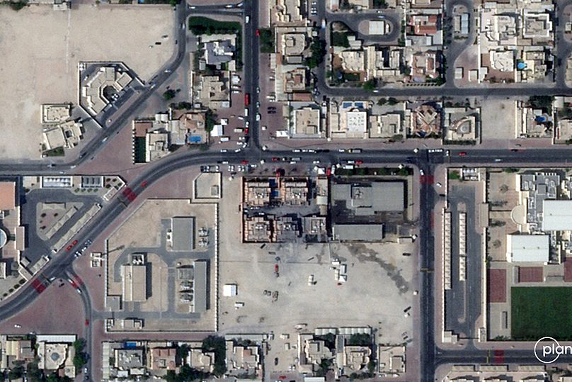 نقشه هوایی از تصویر محل اصابت موشک‌های اسرائیل در دوحه قطر