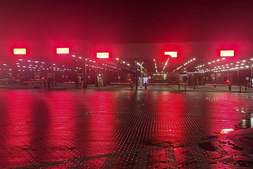 Closed Polish-Belarusian border crossing in Terespol, Poland, Friday, Sept. 12, 2025