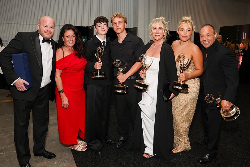 Adolescence team with their Emmys
