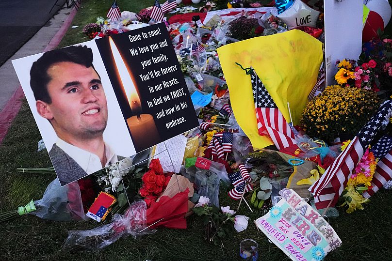 A memorial for Charlie Kirk at Utah Valley University