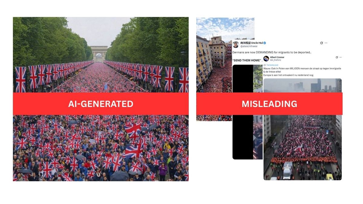 Unrelated and AI-generated images used to claim UK protests spreading