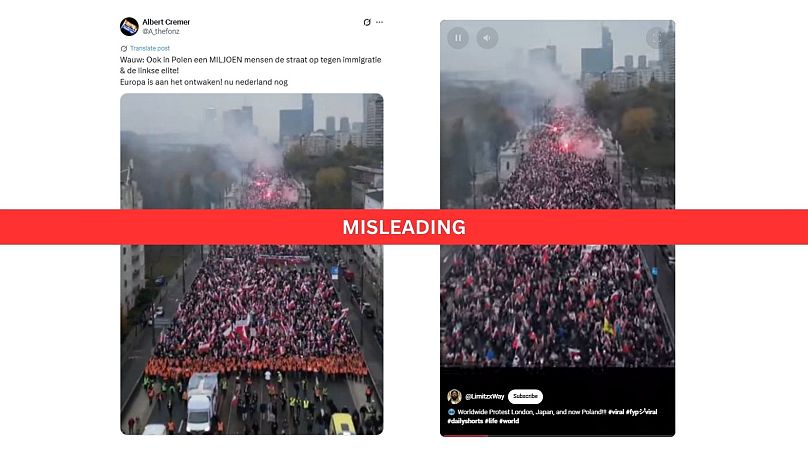 Vecchi filmati di un corteo per la festa dell'indipendenza polacca
