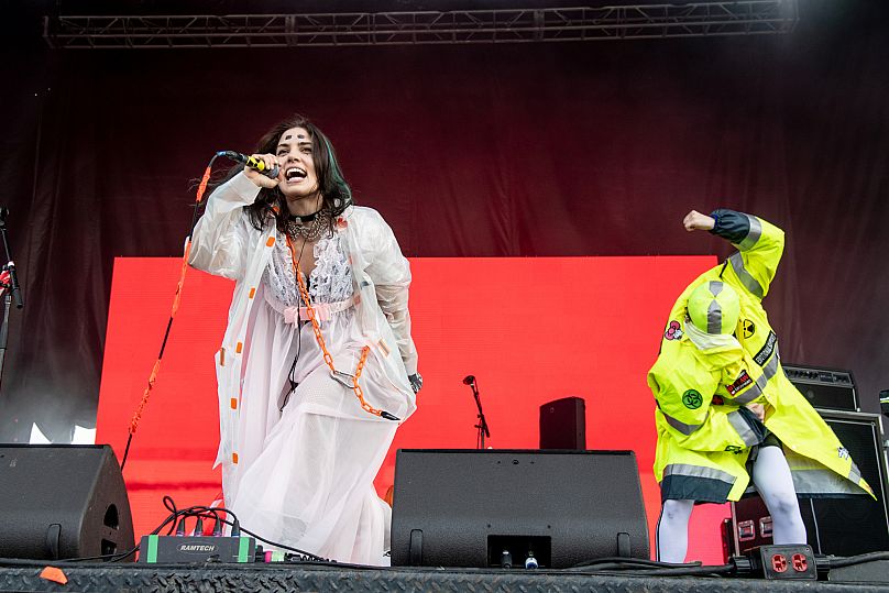 Nadezhda Tolokonnikova of Pussy Riot performs at the Sonic Temple Art and Music Festival at Mapfre Stadium - 2019