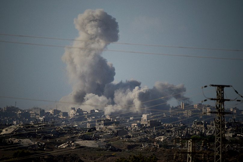 Smoke rises following an Israeli military strike in the Gaza Strip, 16 September, 2025