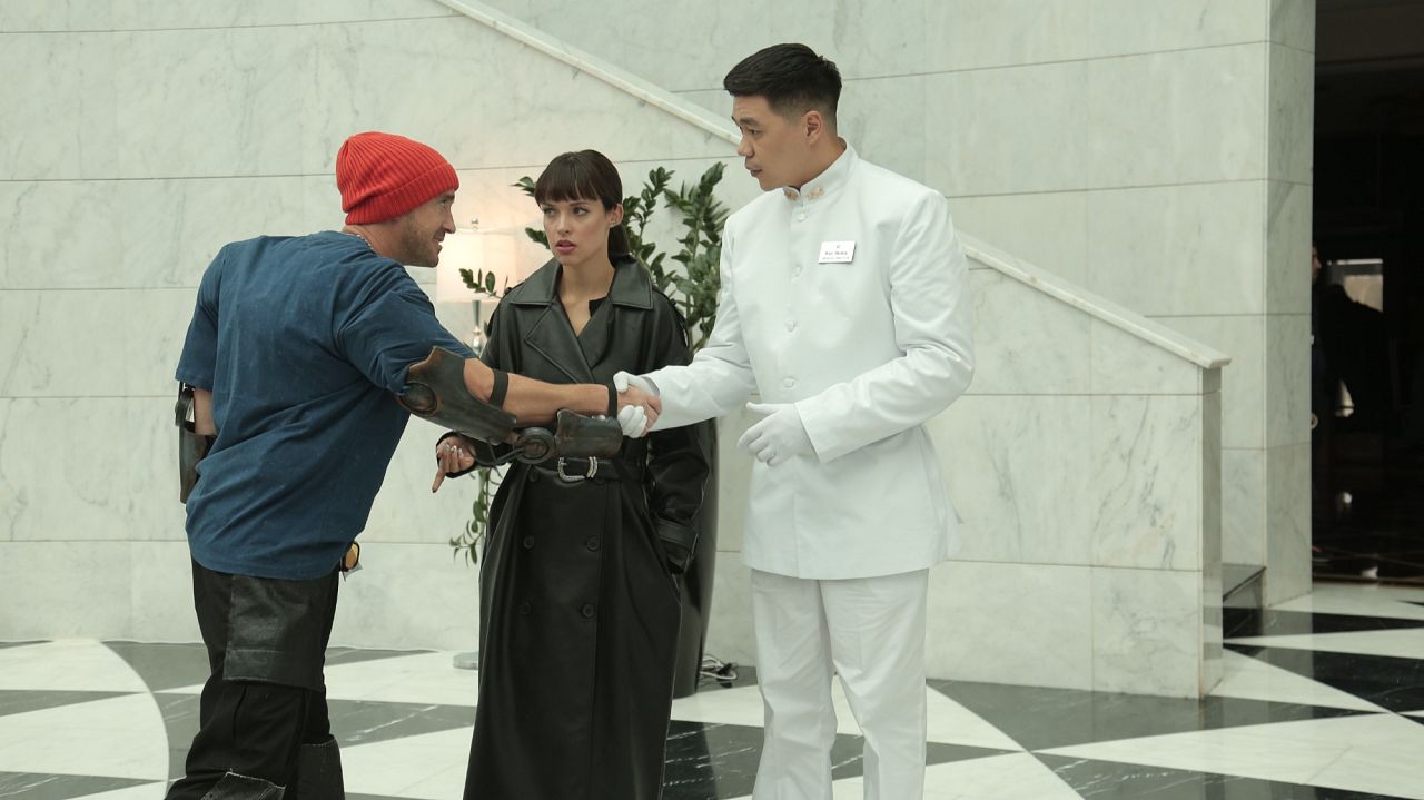 Tom Felton, British actress Aggy K. Addams and popular Kazakh actor Daniyar Alshinov on the set of Altered.