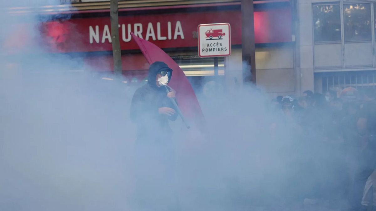 French budget cut strikes turn violent as protesters and police clash in Paris