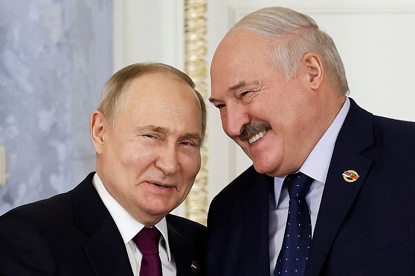 Russian President Vladimir Putin and Belarusian President Aliaksandr Lukashenka  meet in St. Petersburg, 29 January, 2024