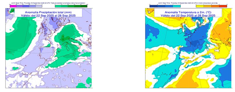 Previsión de lluvia y temperaturas para la semana del 22 de septiembre de 2025