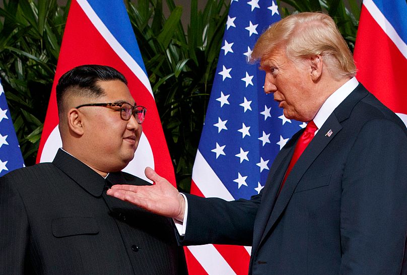 US President Donald Trump meets with North Korean leader Kim Jong Un in Singapore, 12 June, 2018