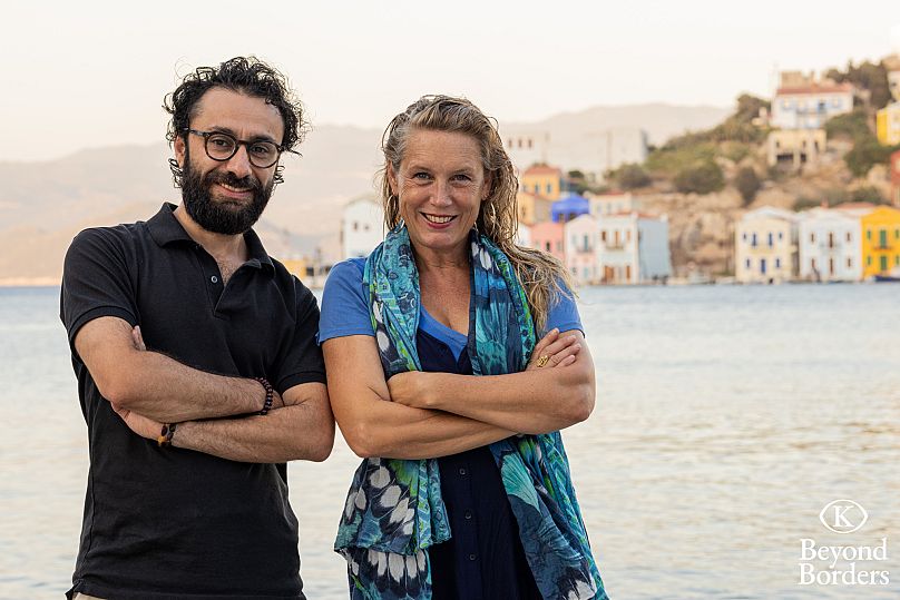 Η Pascale Bourgaux  και ο Mamo Shaikhow στο Καστελλόριζο