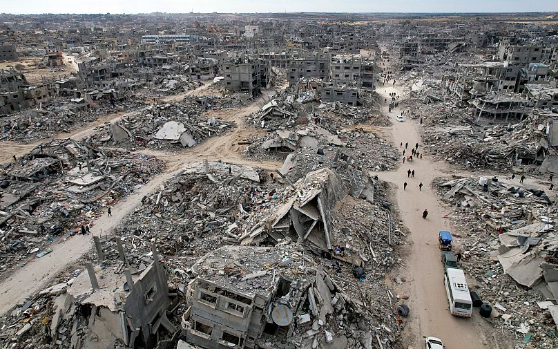An aerial view of Rafah in southern Gaza, 20 January, 2025