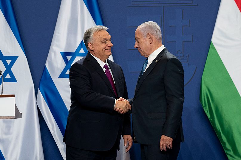 Hungarian Prime Minister Viktor Orbán and Israeli Prime Minister Benjamin Netanyahu in the Buda Castle in Budapest, 3 April, 2025