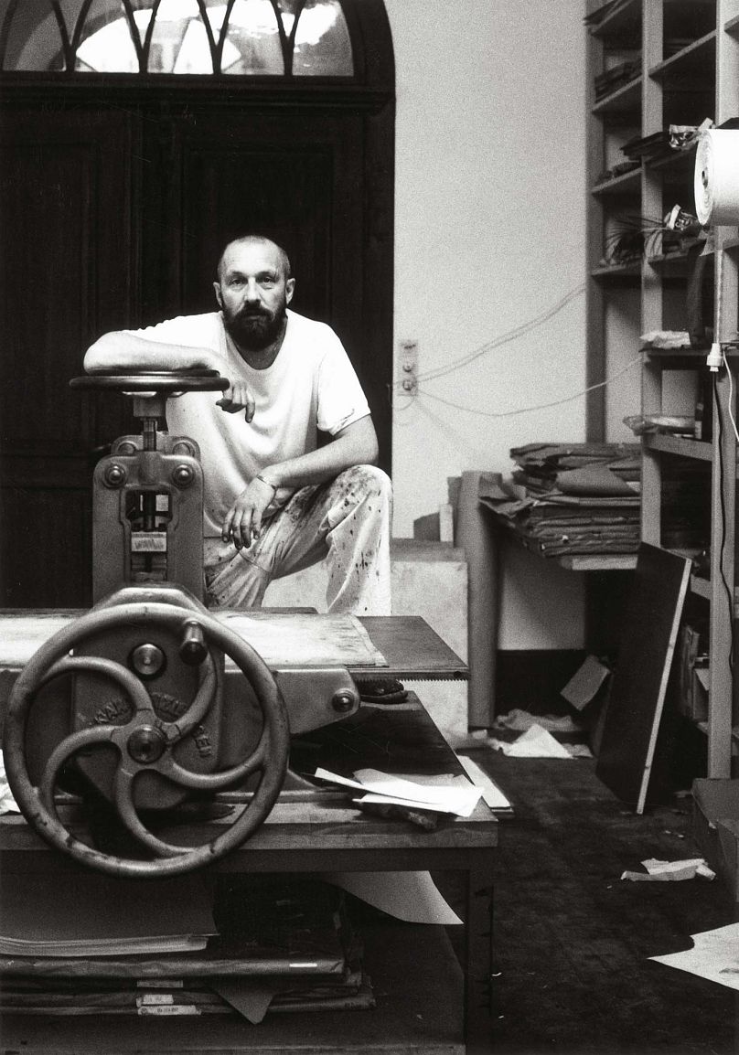 Georg Baselitz in Atelier Derneburg, 1991 